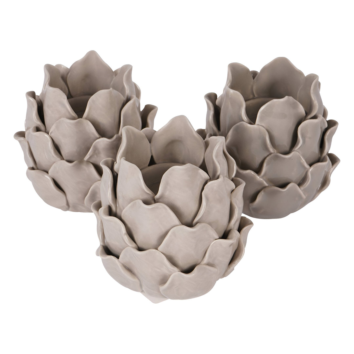 Laura Ashley Set of 3 Larkhill Artichoke Tealight Holders - Dark Dove Grey