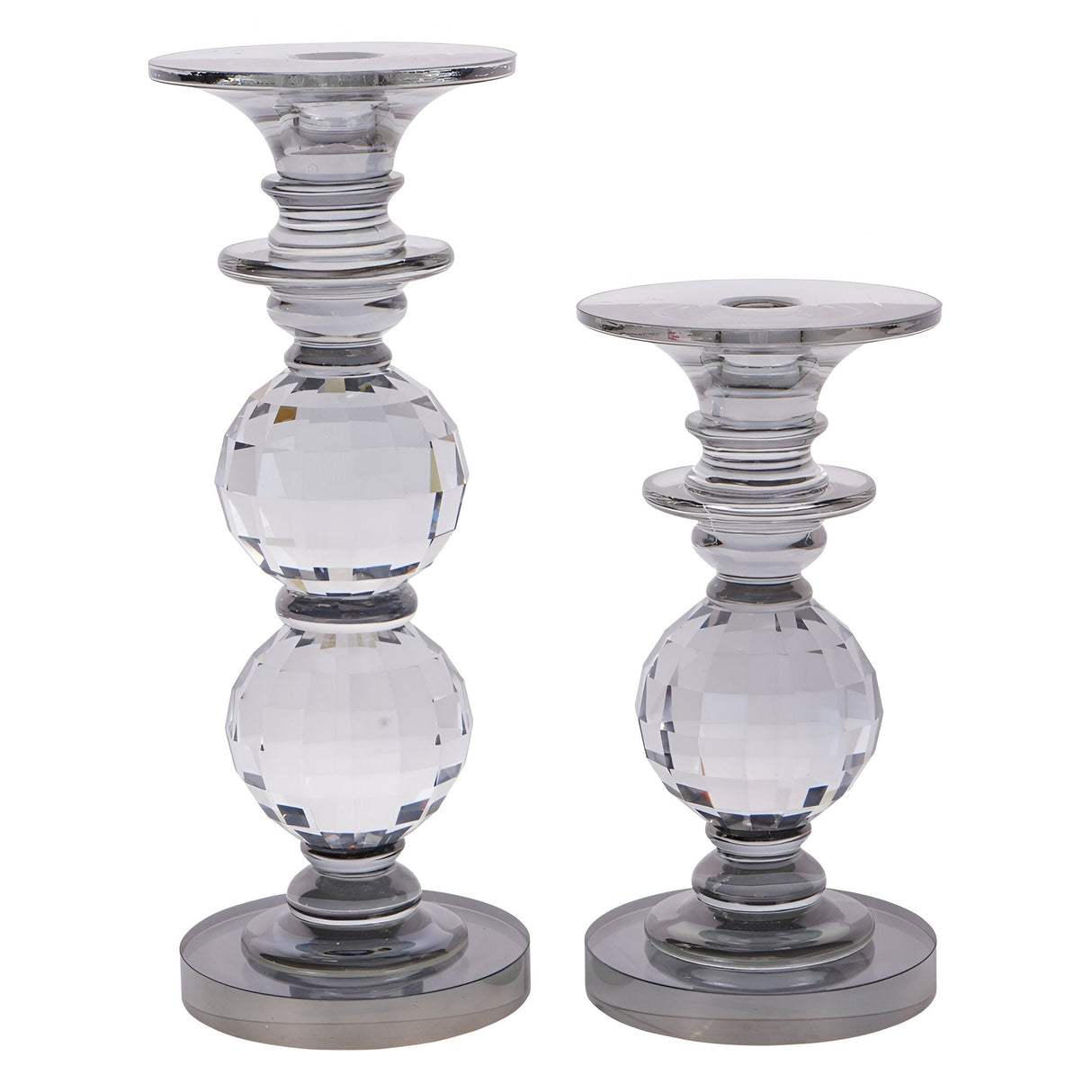Laura Ashley Kersey Glass Candle Holder 26.5cm - Grey