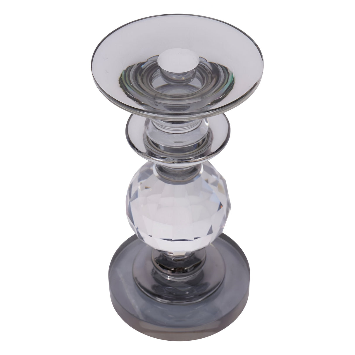 Laura Ashley Kersey Glass Candle Holder 19.5cm - Grey