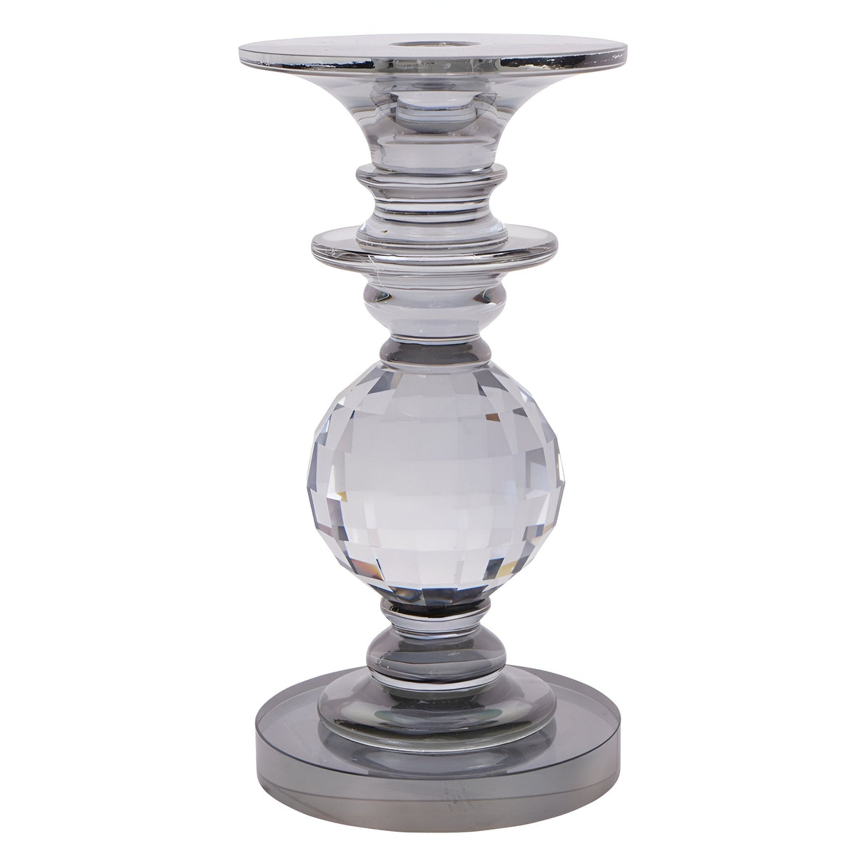Laura Ashley Kersey Glass Candle Holder 19.5cm - Grey