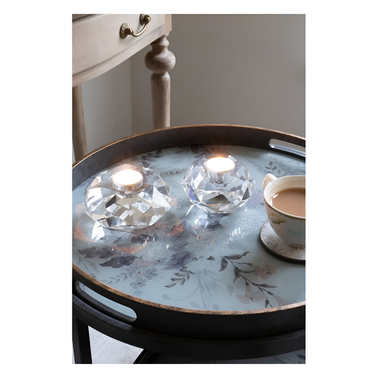 Laura Ashley Set of 2 Morcott Glass Tealight Holder - Clear