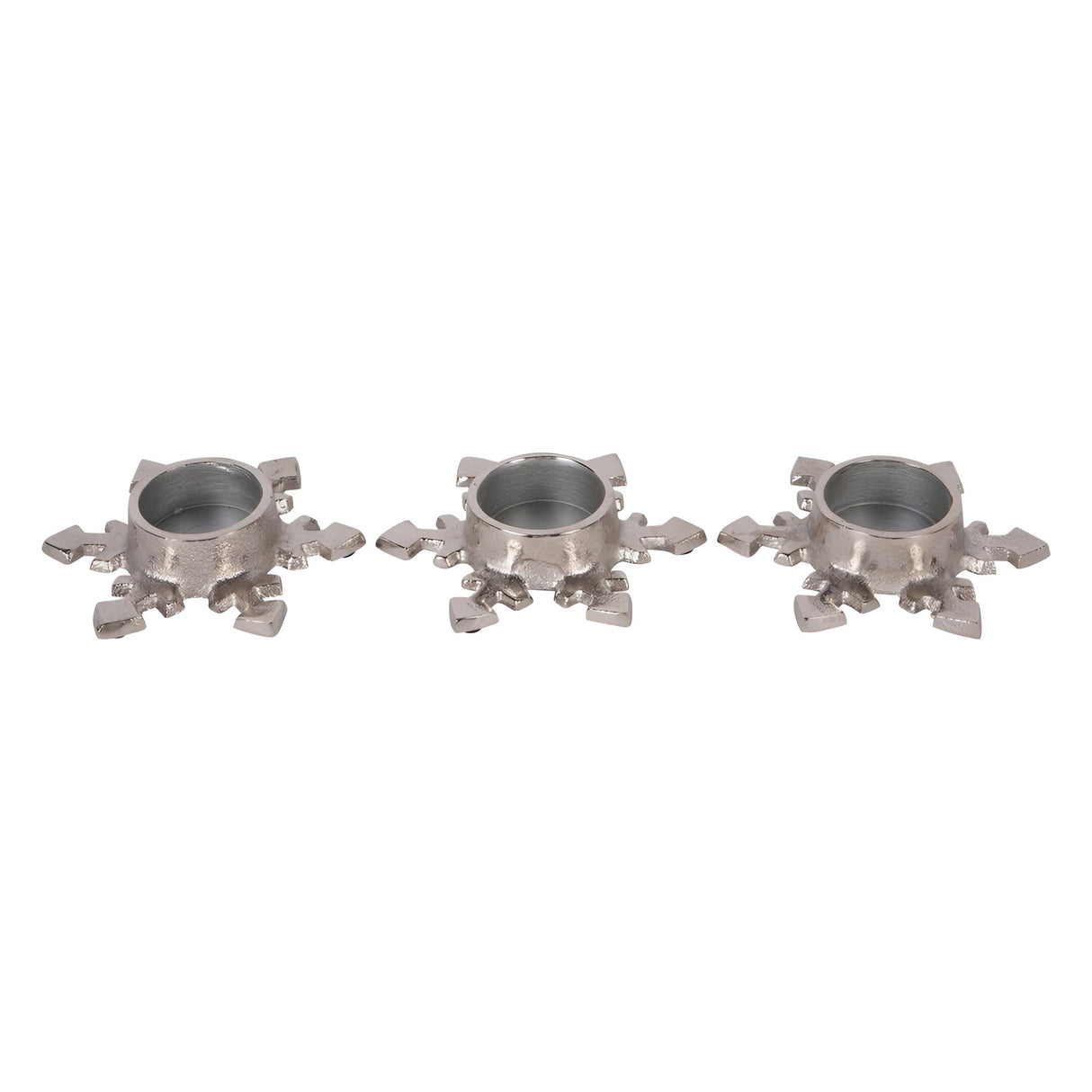 Laura Ashley Set of 3 Small Festive Snowflake Tealight Holders -Silver