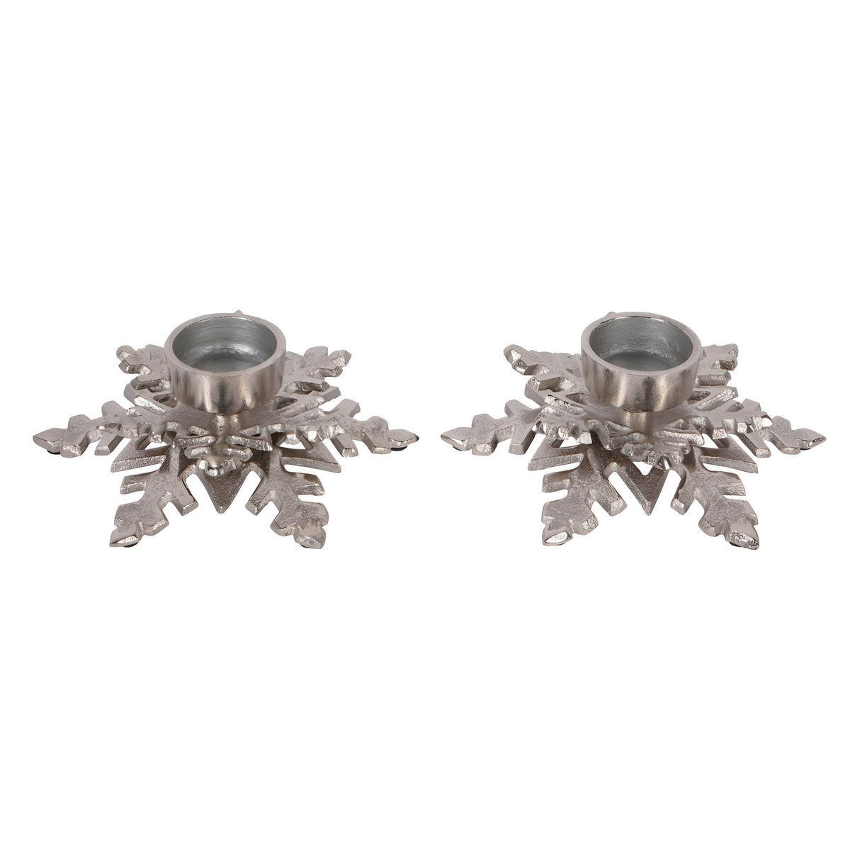 Laura Ashley Set of 2 Festive Snowflake Tealight Holders - Silver