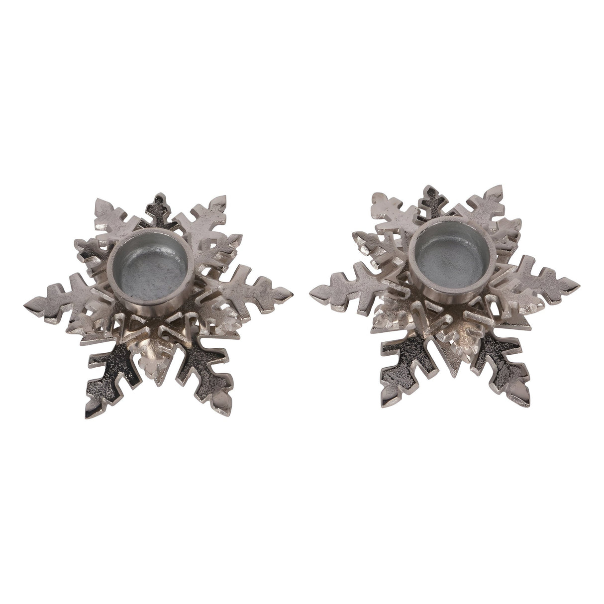 Laura Ashley Set of 2 Festive Snowflake Tealight Holders - Silver