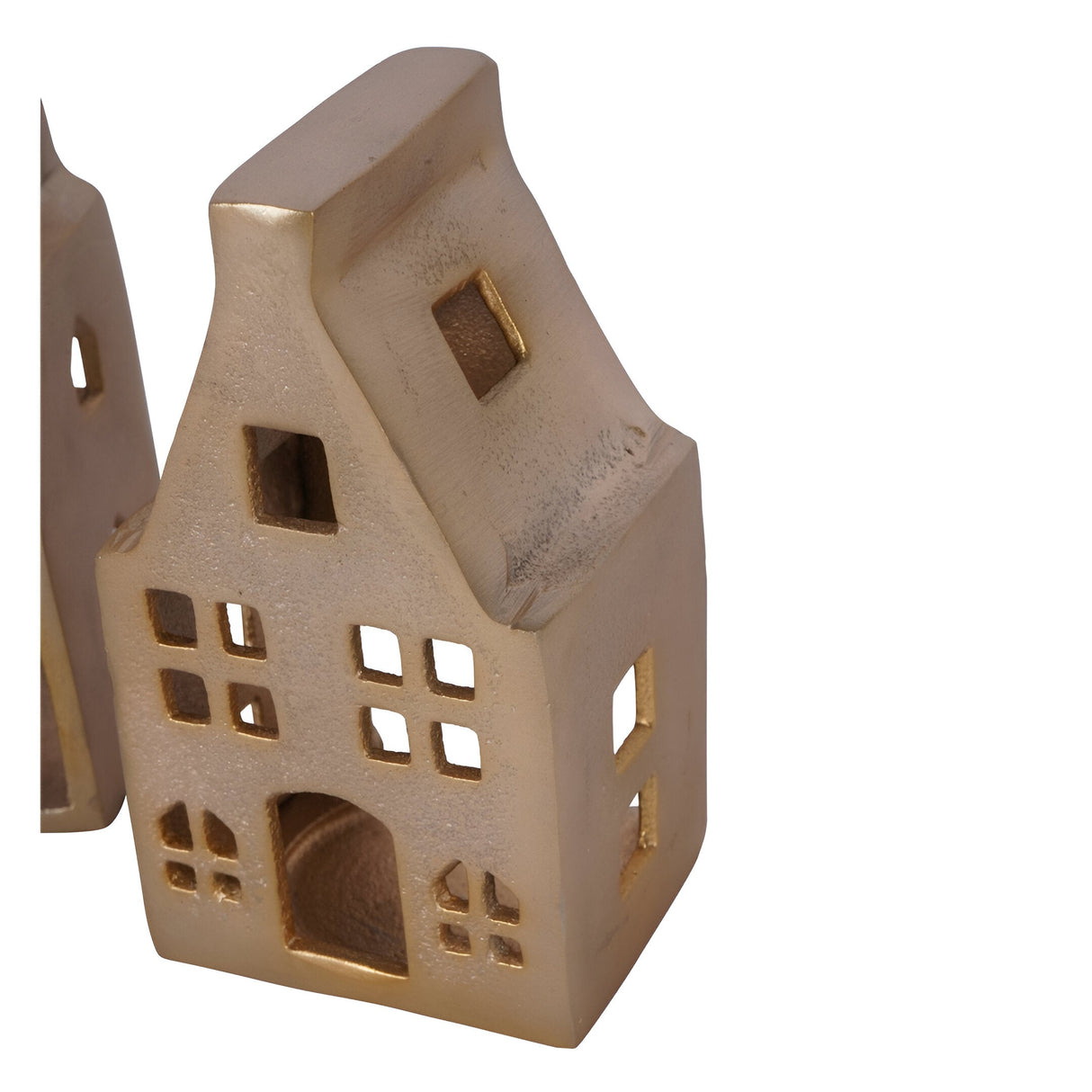 Laura Ashley Set of 3 Hand Crafted Gold House Figurine - 12cm