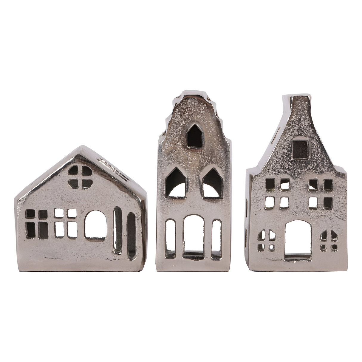 Laura Ashley Set of 3 Hand Crafted Silver House Figurine - 12cm