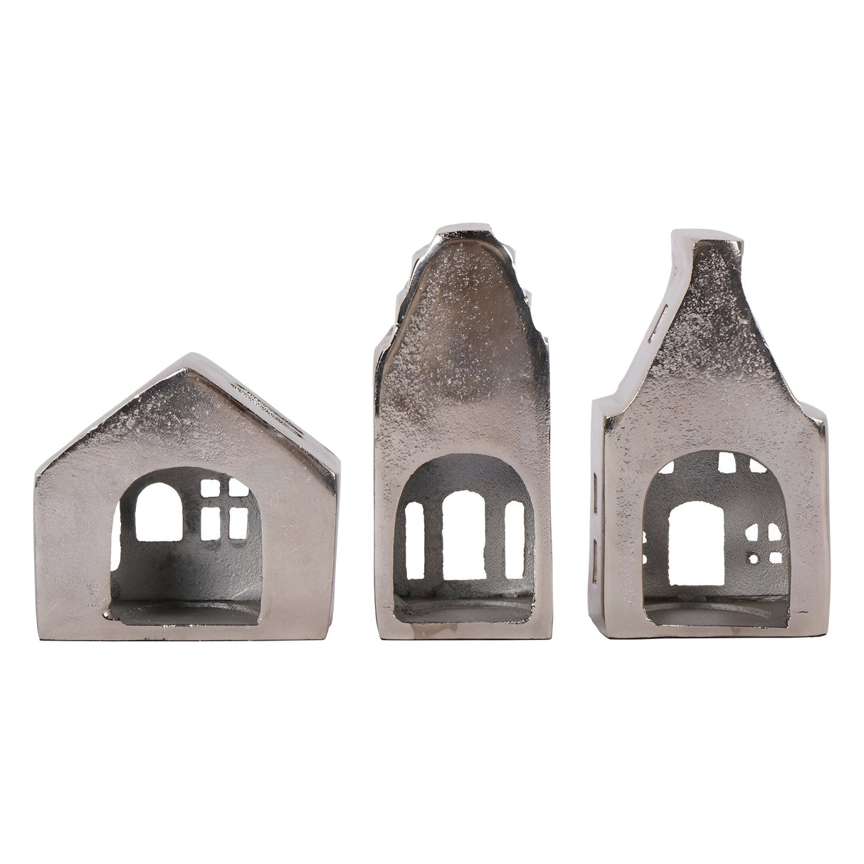 Laura Ashley Set of 3 Hand Crafted Silver House Figurine - 12cm