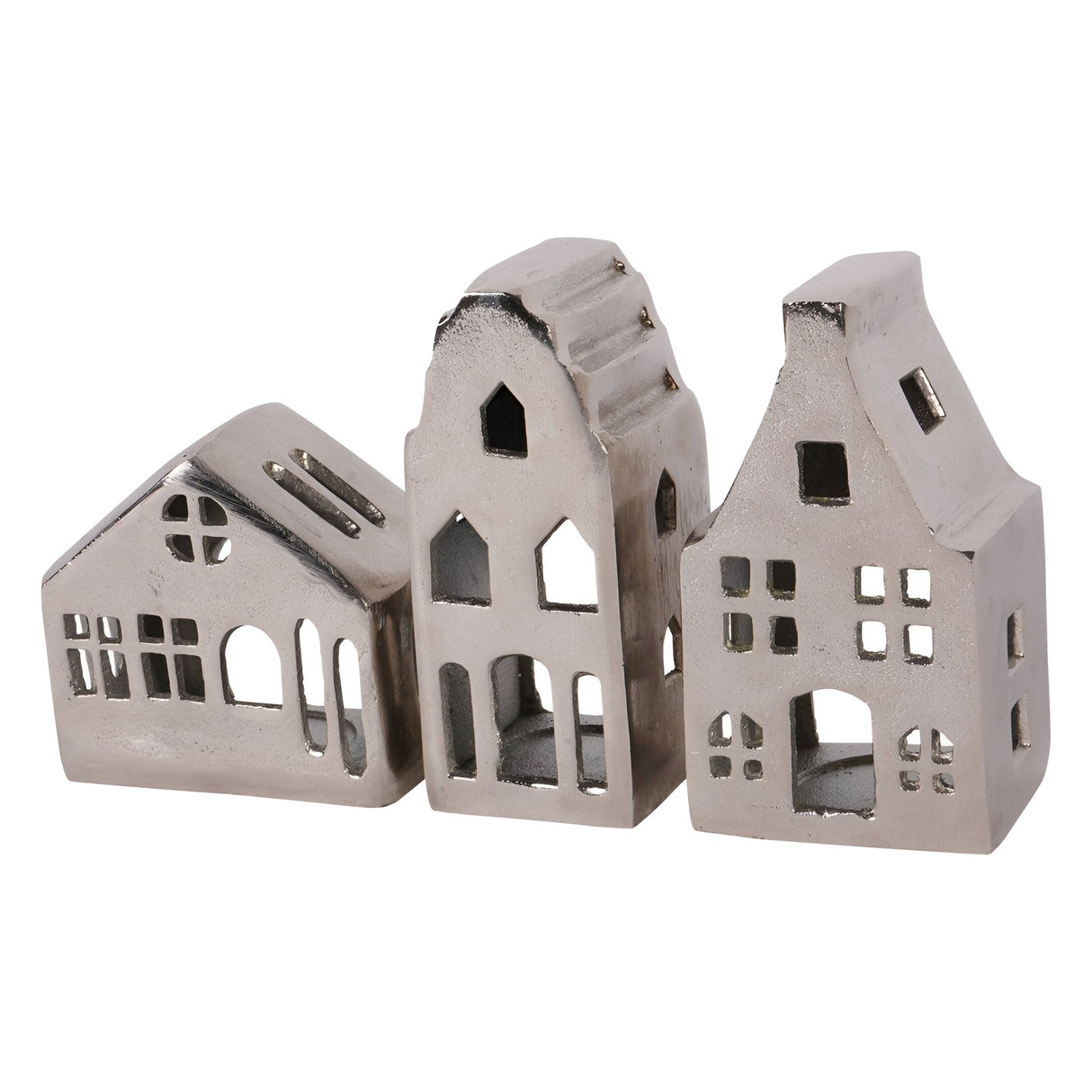 Laura Ashley Set of 3 Hand Crafted Silver House Figurine - 12cm