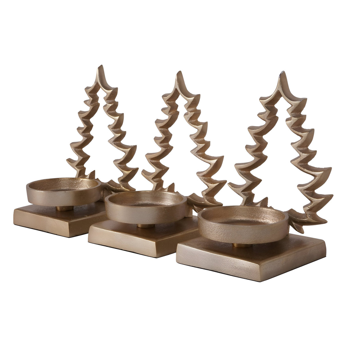 Laura Ashley Set of 3 Festive Xmas Tree Tealight Holders - Gold