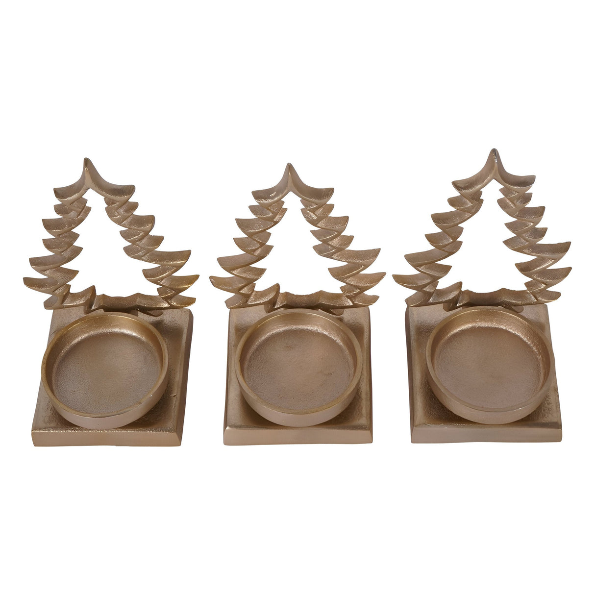 Laura Ashley Set of 3 Festive Xmas Tree Tealight Holders - Gold