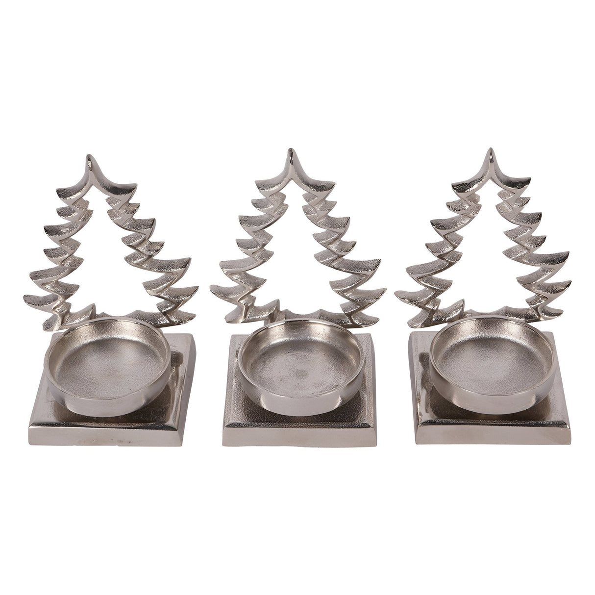 Laura Ashley Set of 3 Festive Xmas Tree Tealight Holders - Silver