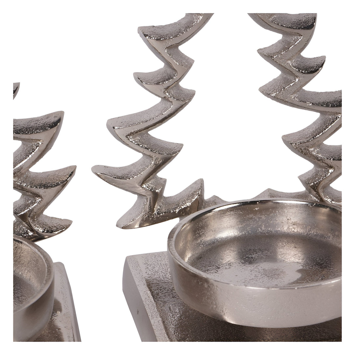 Laura Ashley Set of 3 Festive Xmas Tree Tealight Holders - Silver