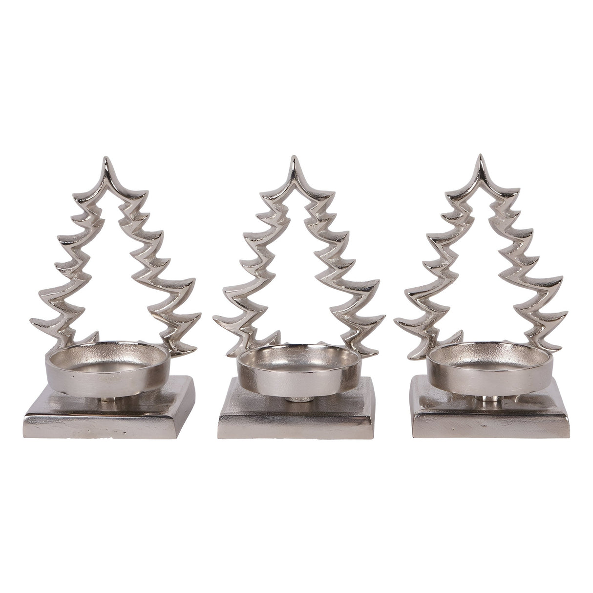 Laura Ashley Set of 3 Festive Xmas Tree Tealight Holders - Silver