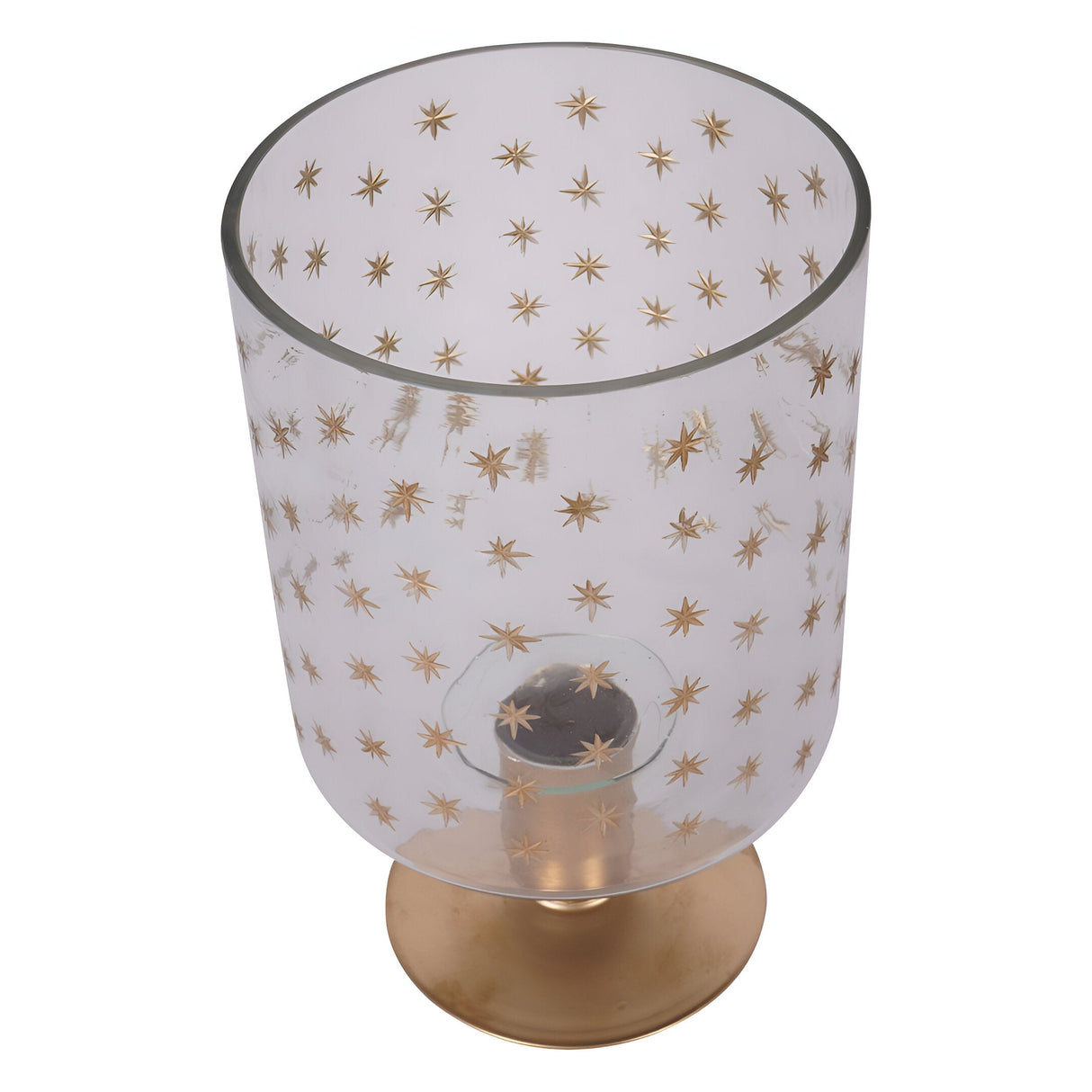 Laura Ashley Stars Glass Hurricane - Gold