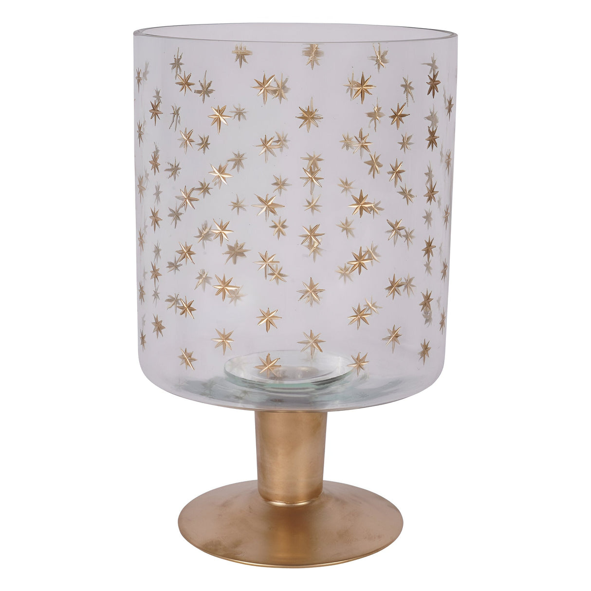 Laura Ashley Stars Glass Hurricane - Gold