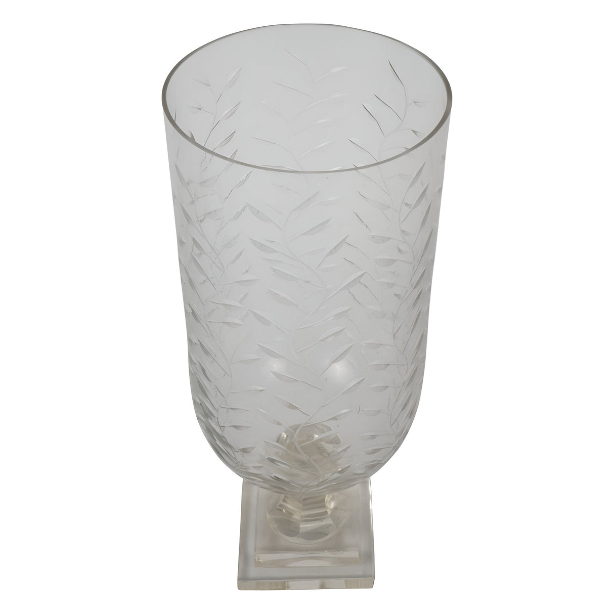 Laura Ashley Medium Glass Cut Hurricane - Clear