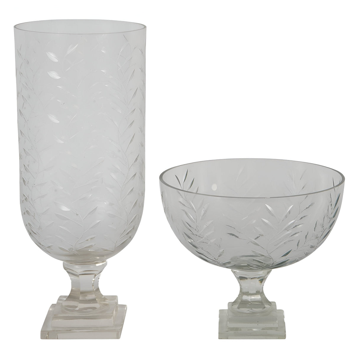 Laura Ashley Medium Glass Cut Hurricane - Clear