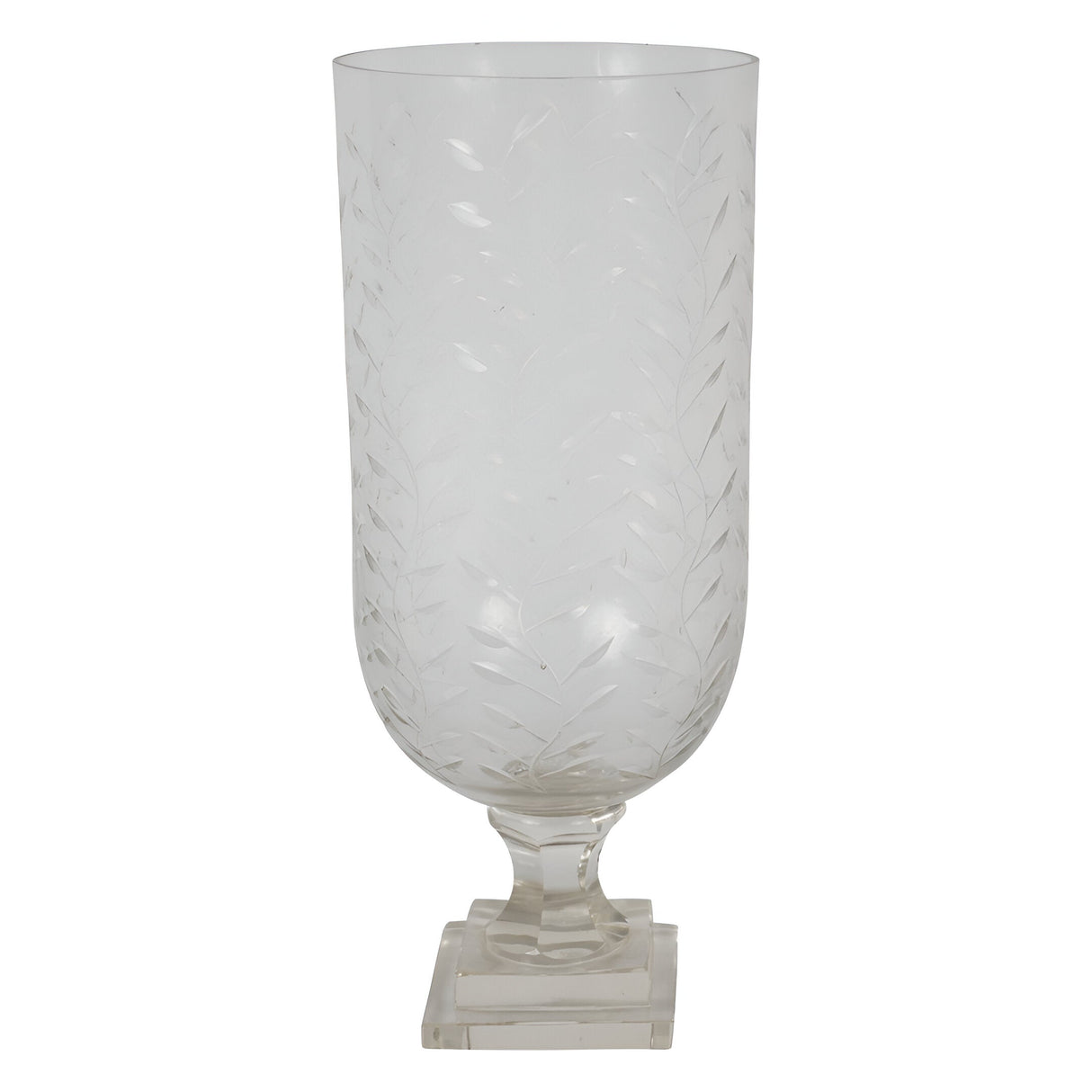 Laura Ashley Medium Glass Cut Hurricane - Clear