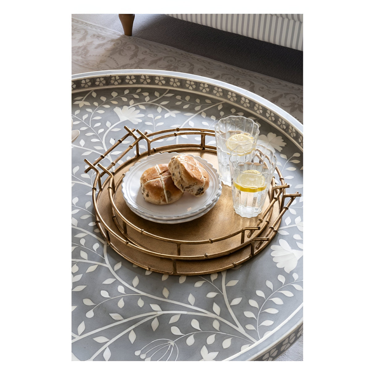 Laura Ashley Astaire Bamboo Tray Set of 2 Mini & Small - Brass