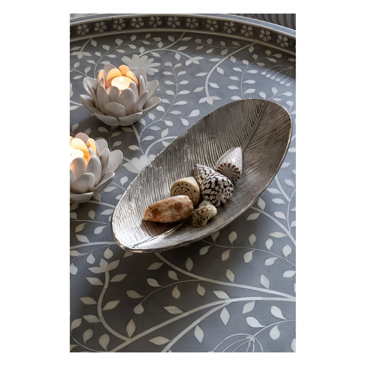 Laura Ashley Albury Leaf Oval Bowl - Silver