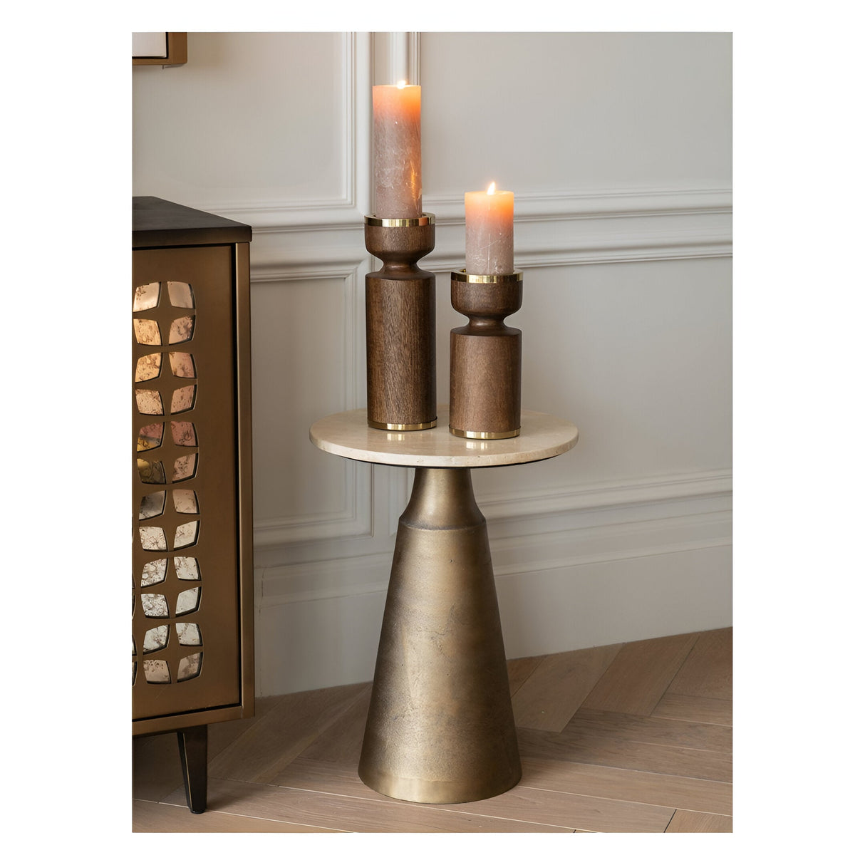 Amalfi Wooden Pillar Holder 31cm - Brown