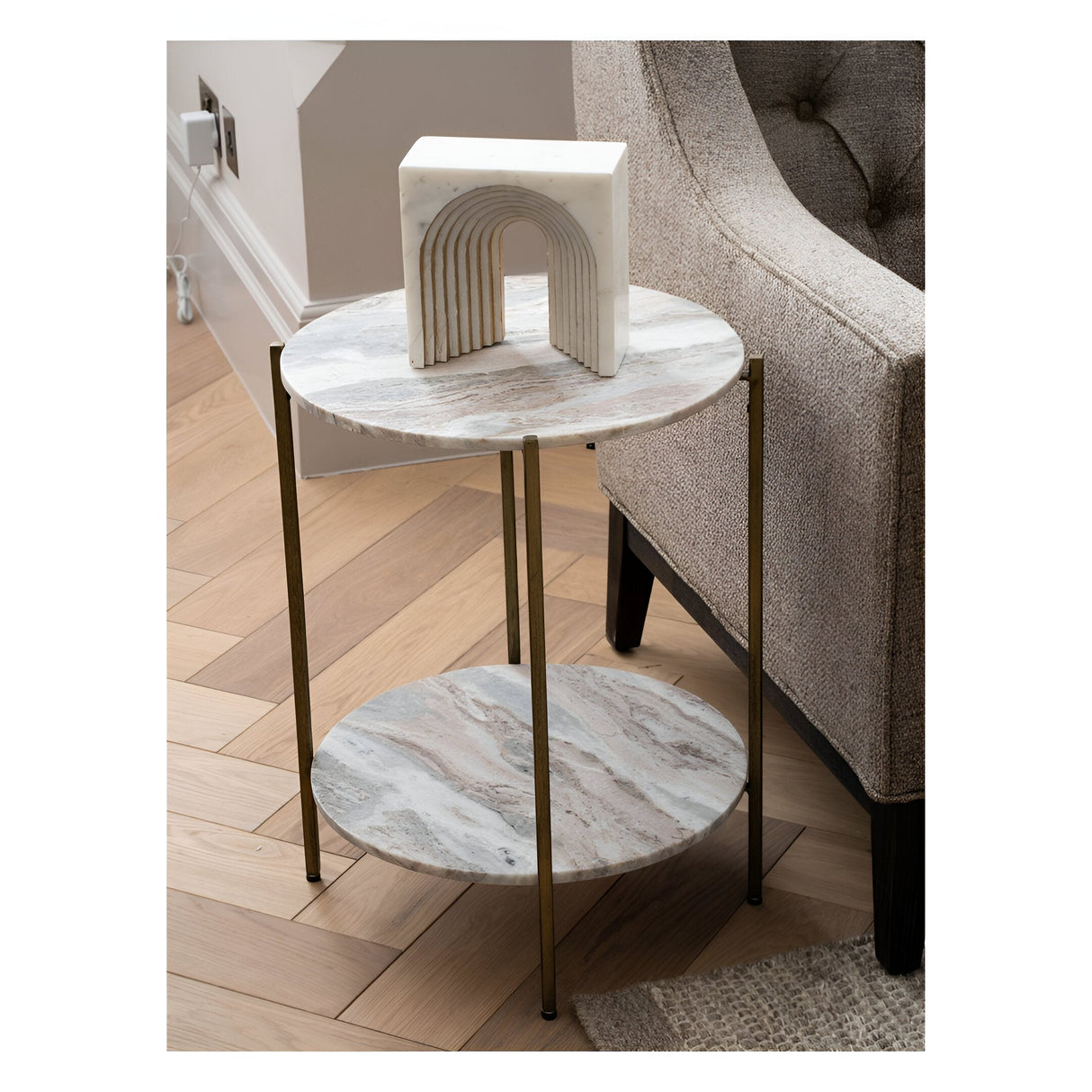Toronto Marble Top & Base Side Table - Grey