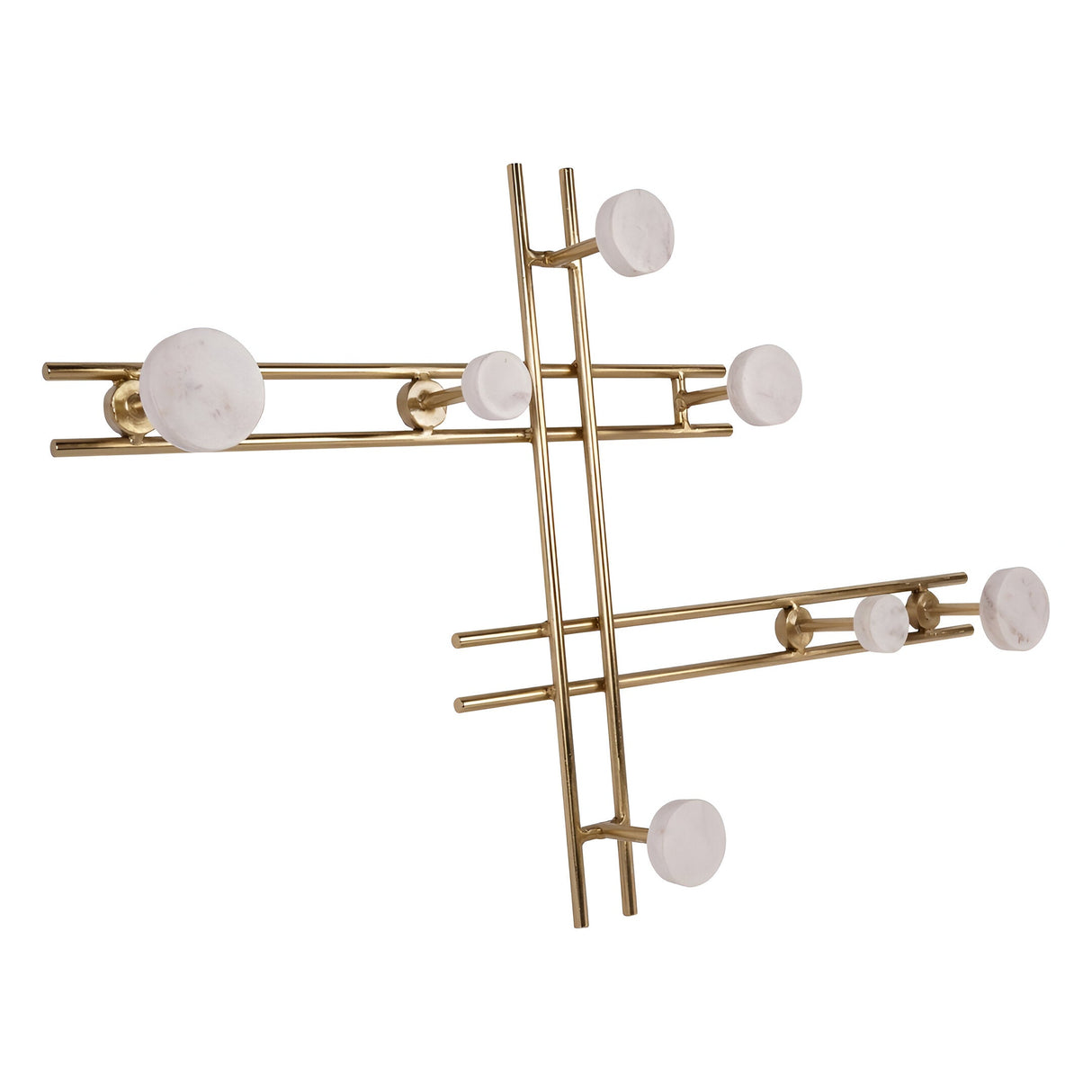 Genoa Iron & Marble 7-Hook Wall Hanger - White & Gold