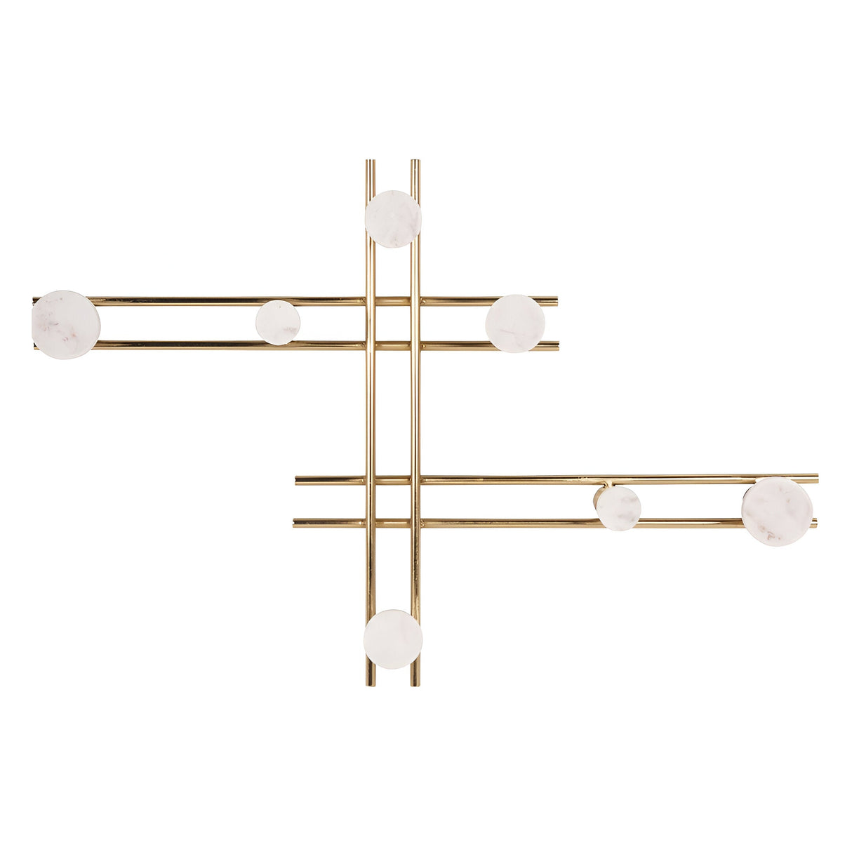 Genoa Iron & Marble 7-Hook Wall Hanger - White & Gold