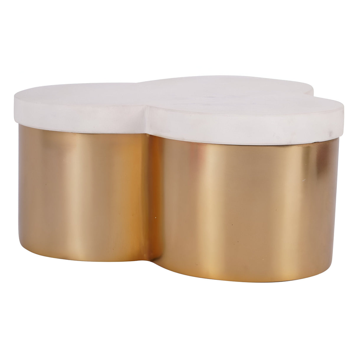 Genoa Steel Box With Marble Lid - Brass & White