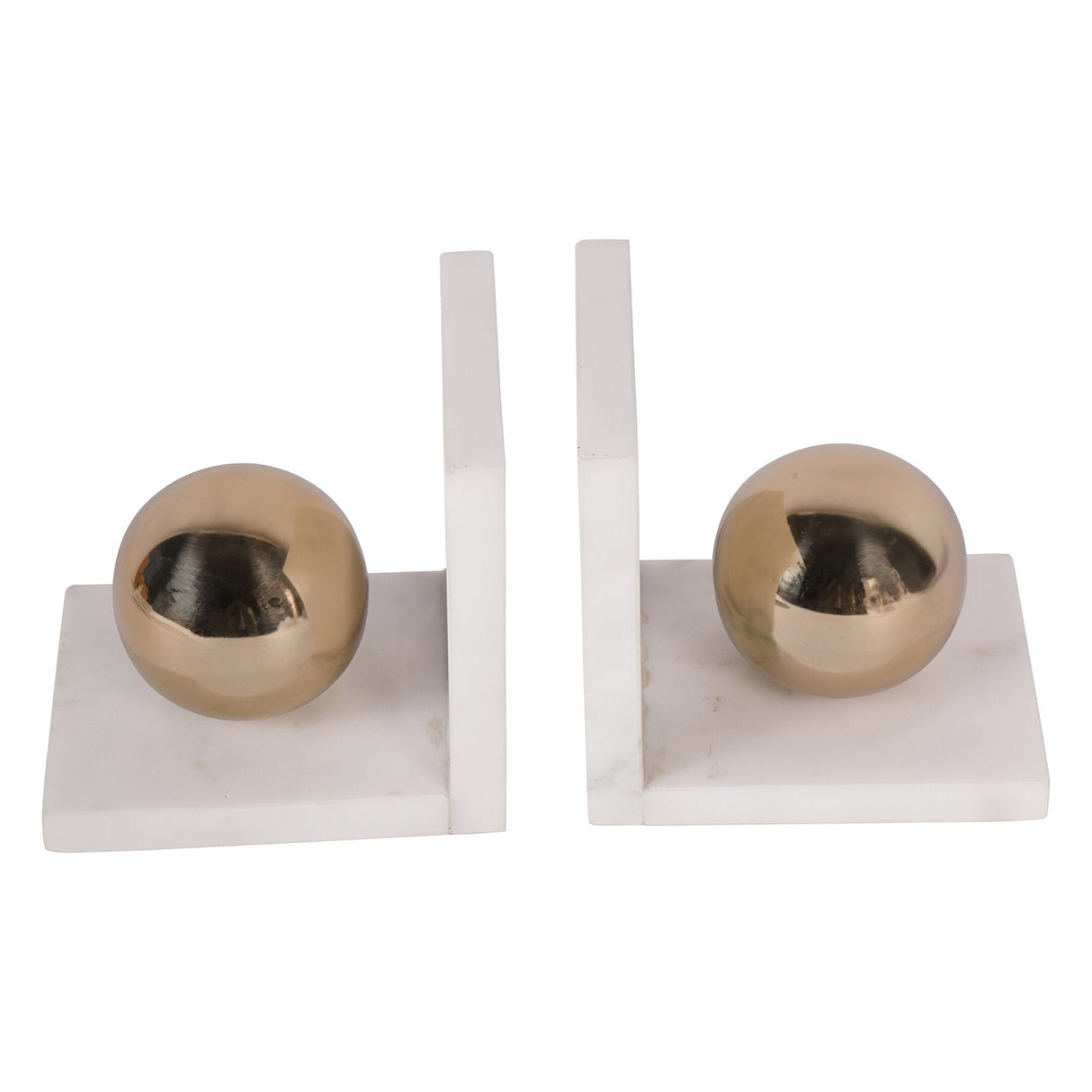 Genoa Marble Bookends - White & Brass