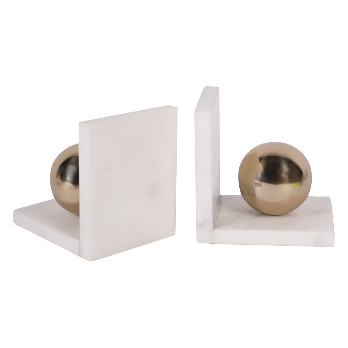 Genoa Marble Bookends - White & Brass