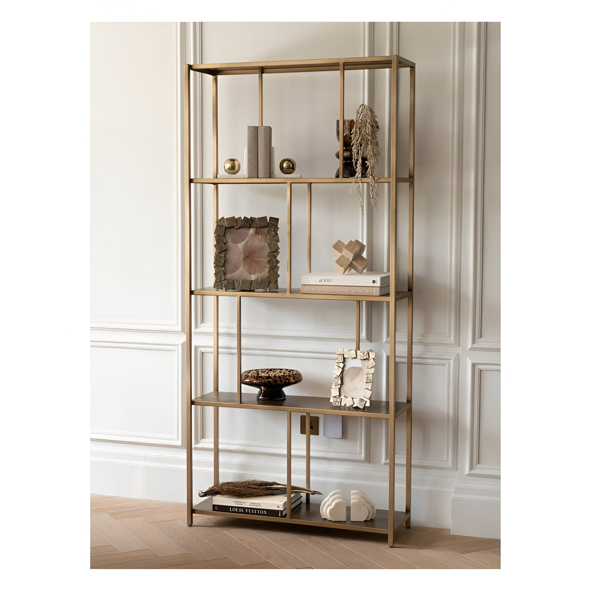 Genoa Marble Bookends - White & Brass