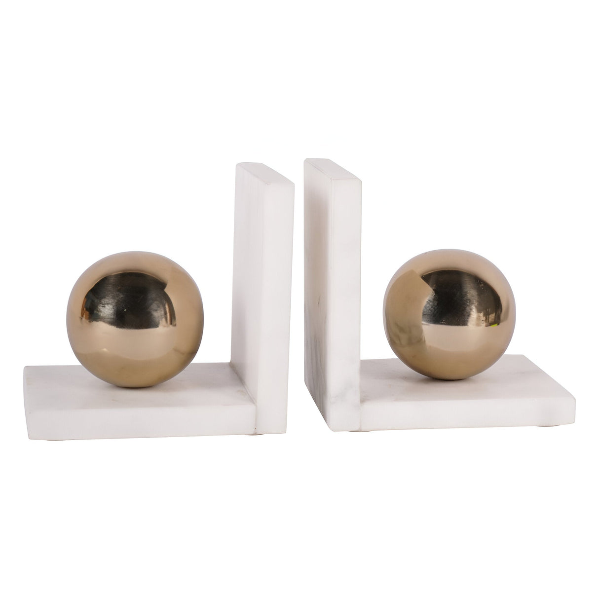 Genoa Marble Bookends - White & Brass