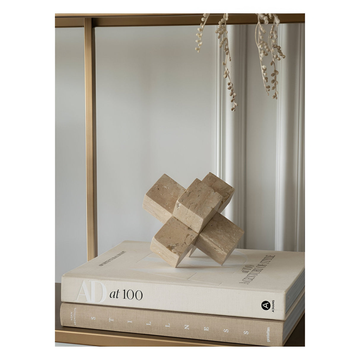 Catania Travertine Cross Figurine - 15.5cm