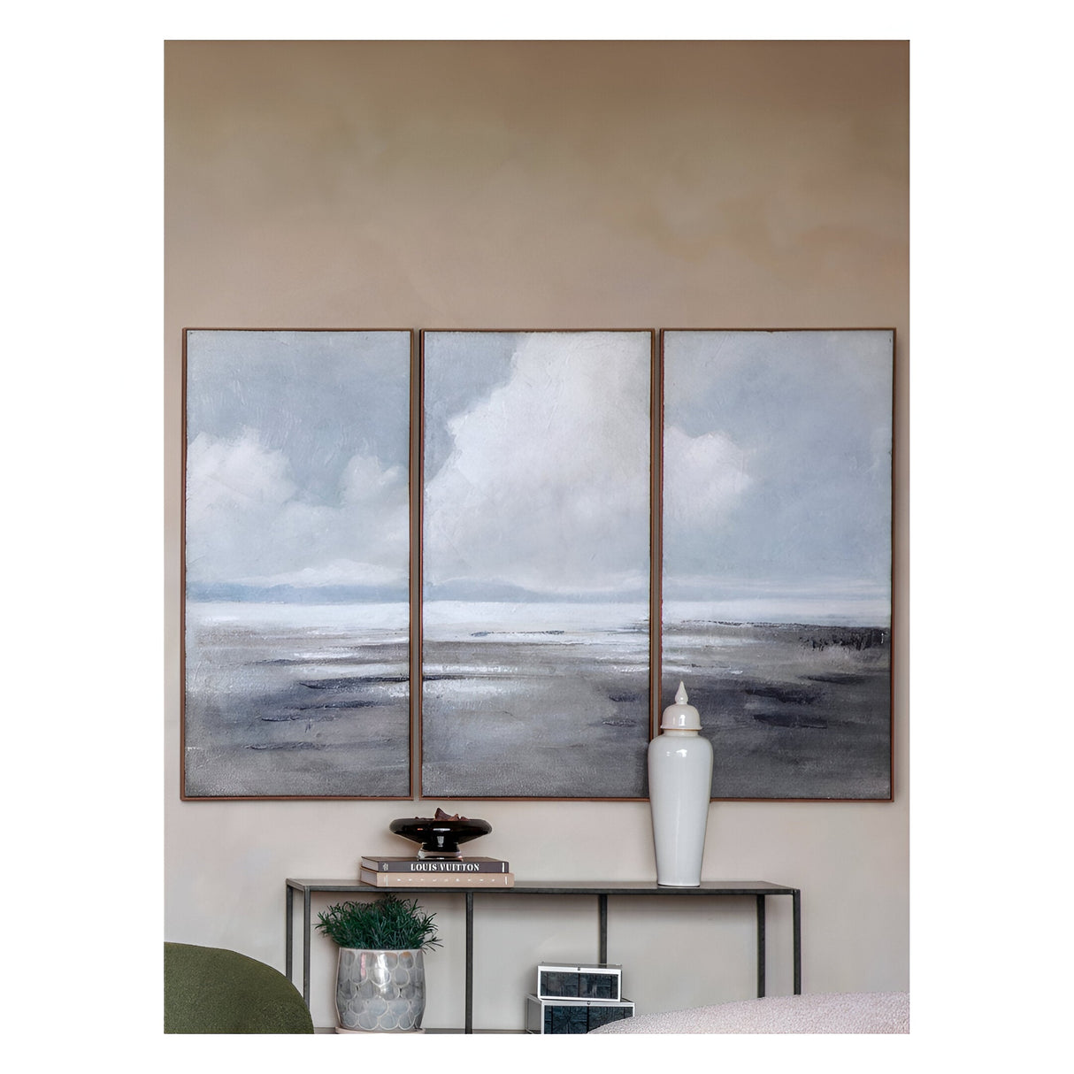 Hazy Horizons Set of 3 Framed Wall Art - 60x120cm