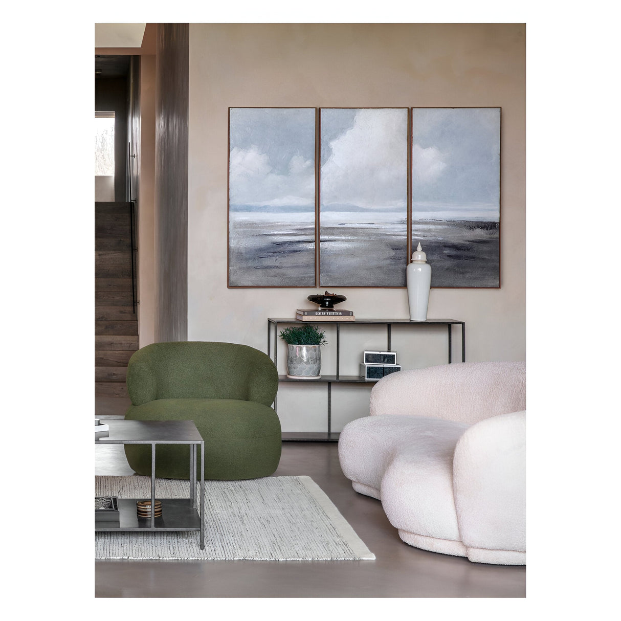 Hazy Horizons Set of 3 Framed Wall Art - 60x120cm