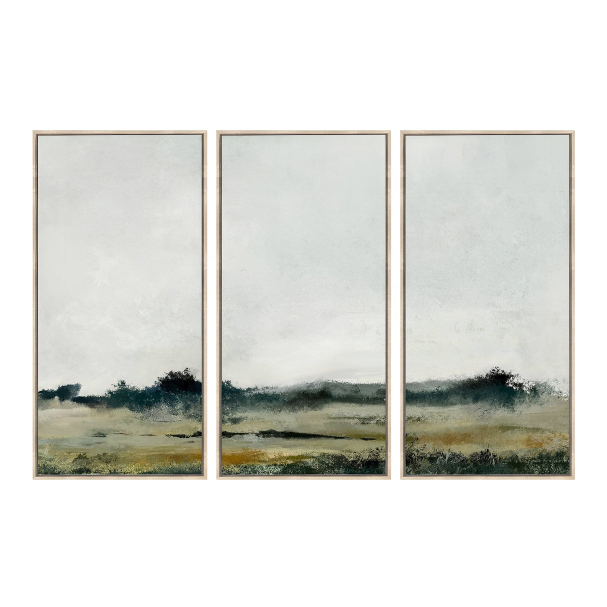 Distant Fields Landscape Set of 3 Framed Wall Art - 60x120cm