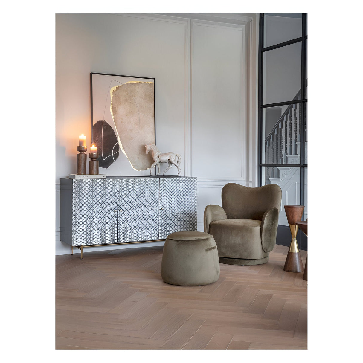 Bingham Upholstered Stool - Velvet Green