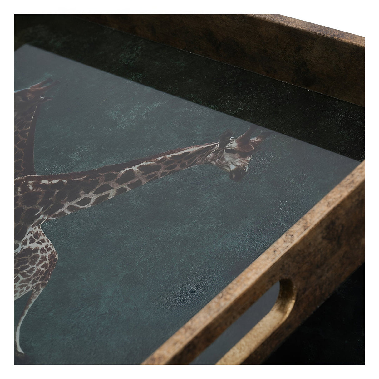 Giraffe Decorative Set of 2 Nesting Trays - Green & Gold