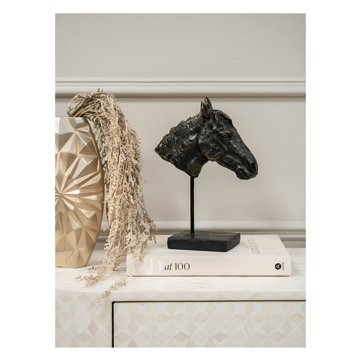 Bay Horse Head Figurine - 31.4cm