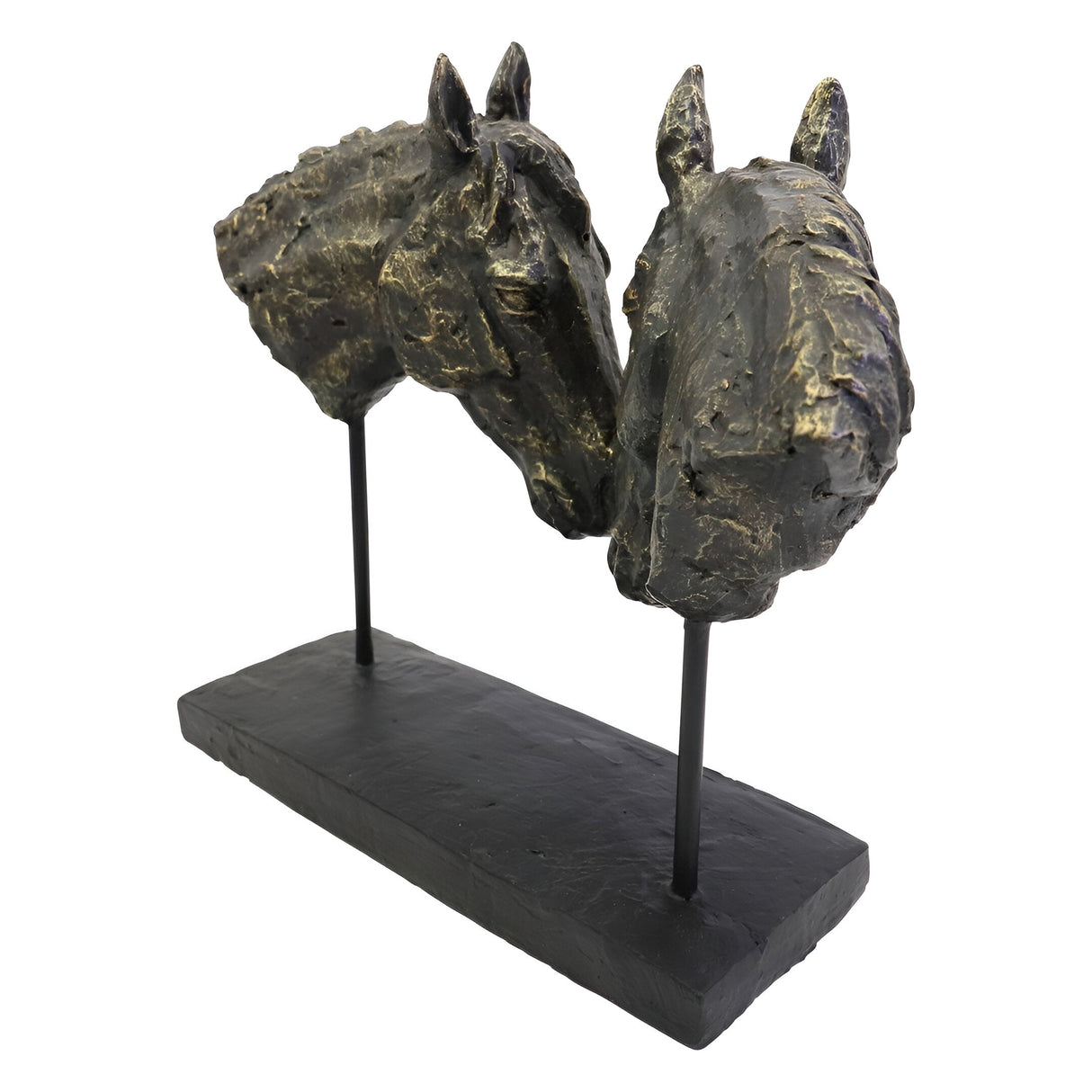 Nuzzling Bay Horse Heads Figurine - 36.7cm