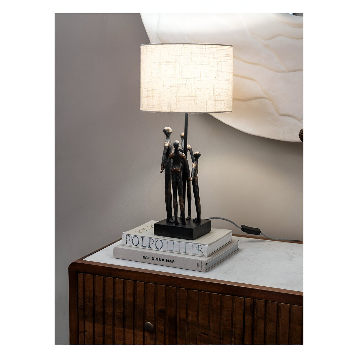 Family Sculpture Table Lamp With Shade - Bronze
