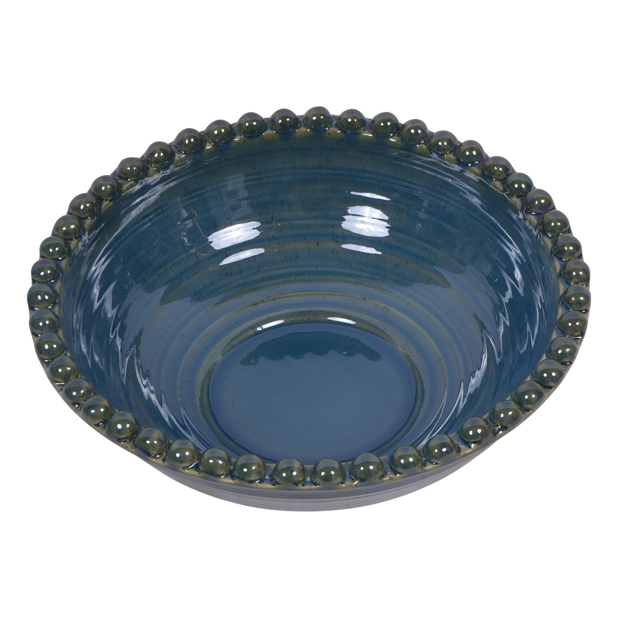 Mediterranean Reactive Glaze Ceramic Bowl - Blue Green