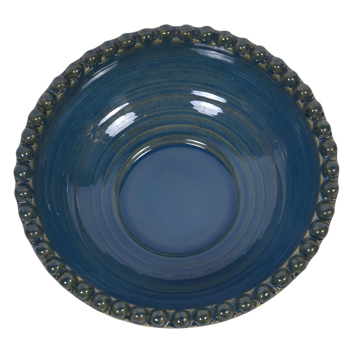 Mediterranean Reactive Glaze Ceramic Bowl - Blue Green