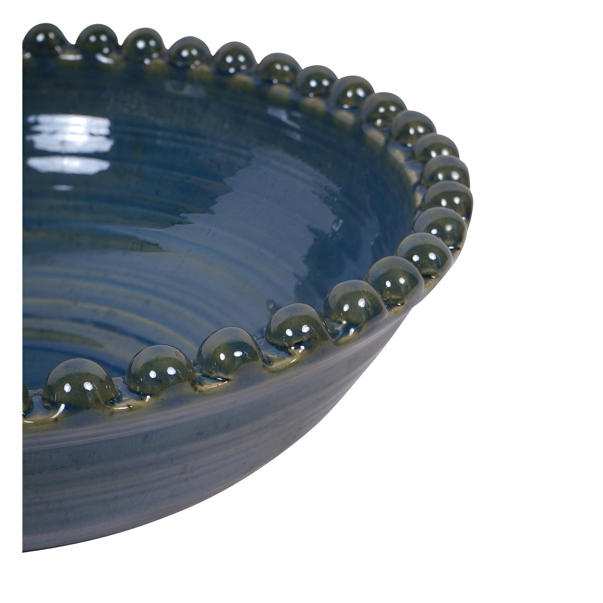 Mediterranean Reactive Glaze Ceramic Bowl - Blue Green