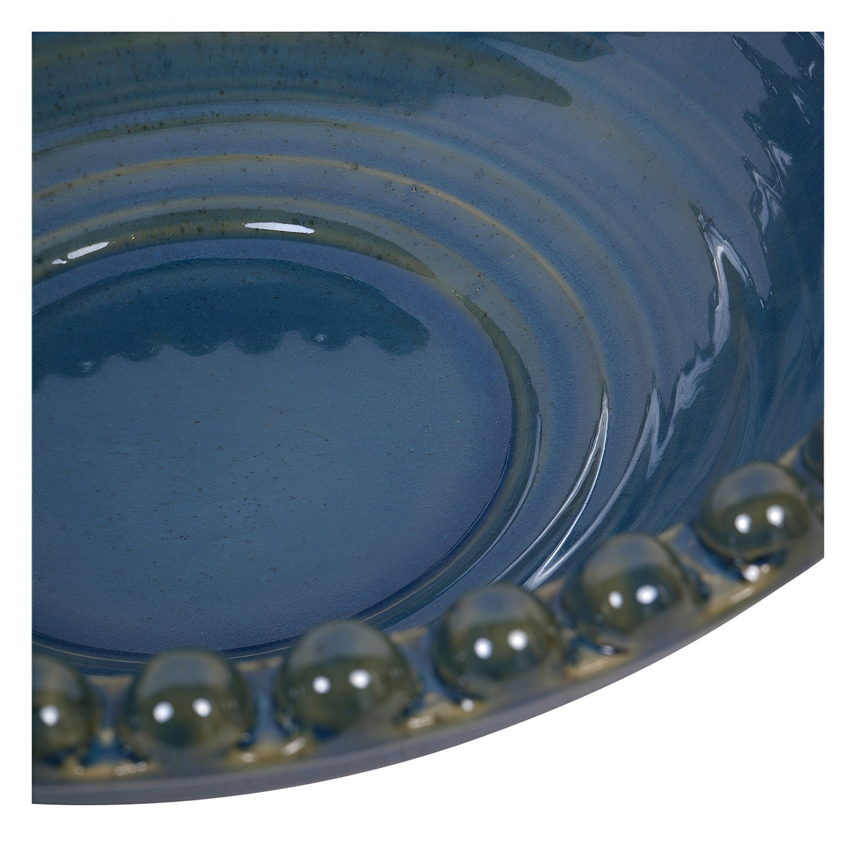 Mediterranean Reactive Glaze Ceramic Bowl - Blue Green