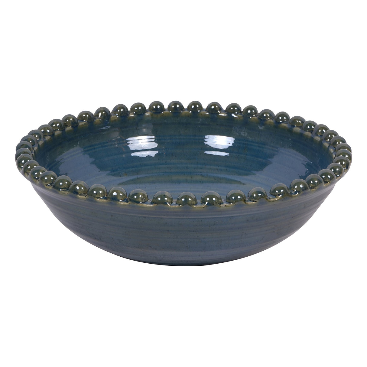 Mediterranean Reactive Glaze Ceramic Bowl - Blue Green