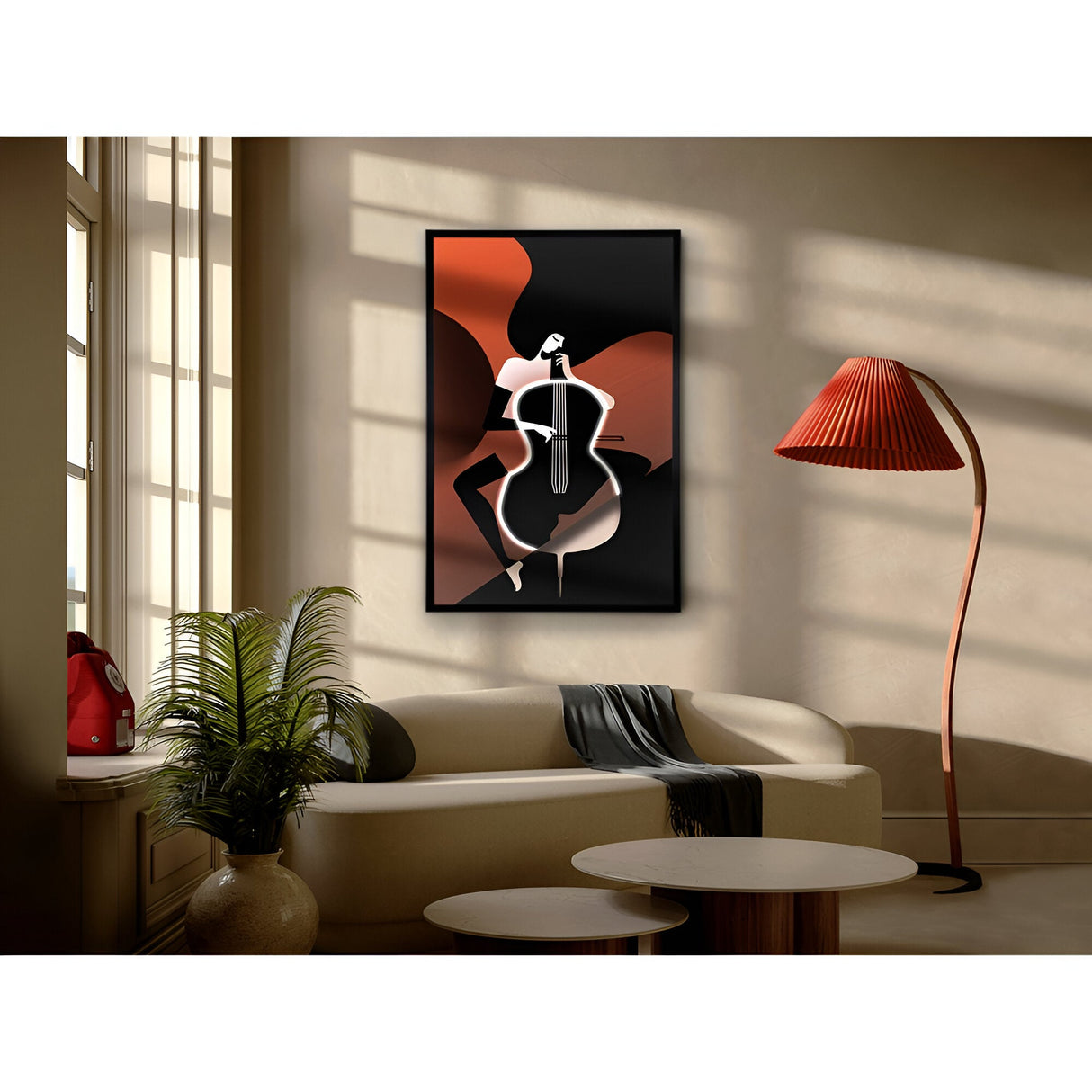 Cello Musician Silhouette Canvas LED Painting – 80x120cm