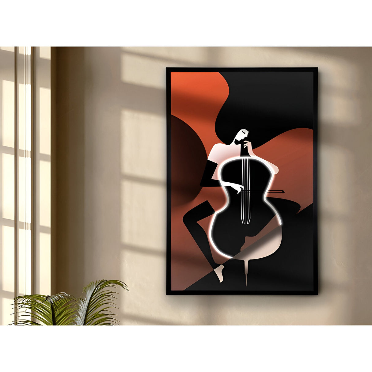 Cello Musician Silhouette Canvas LED Painting – 80x120cm