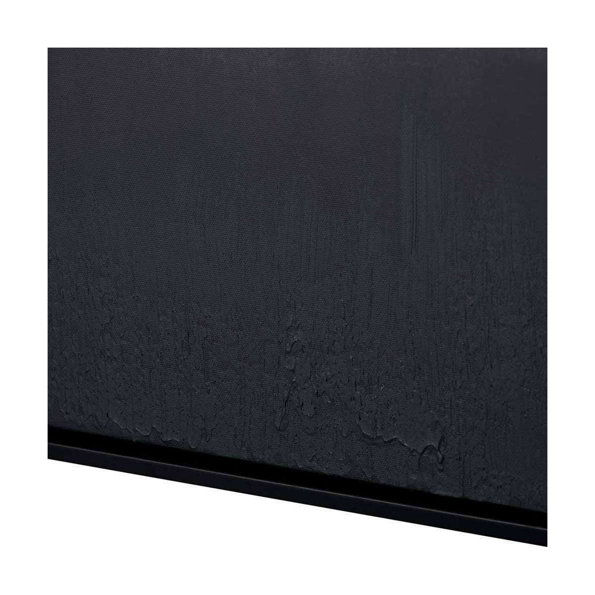 Close-up of the Monochrome Abstract Square Canvas, 80 x 80cm, showing textured black canvas with a slim black frame edge, on a plain background.